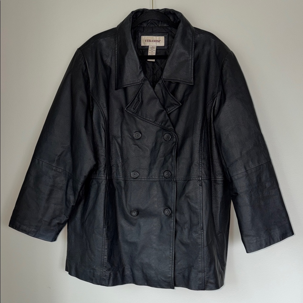 Vintage Veranesi Black 90’s Grunge Plus Size Leather Jacket